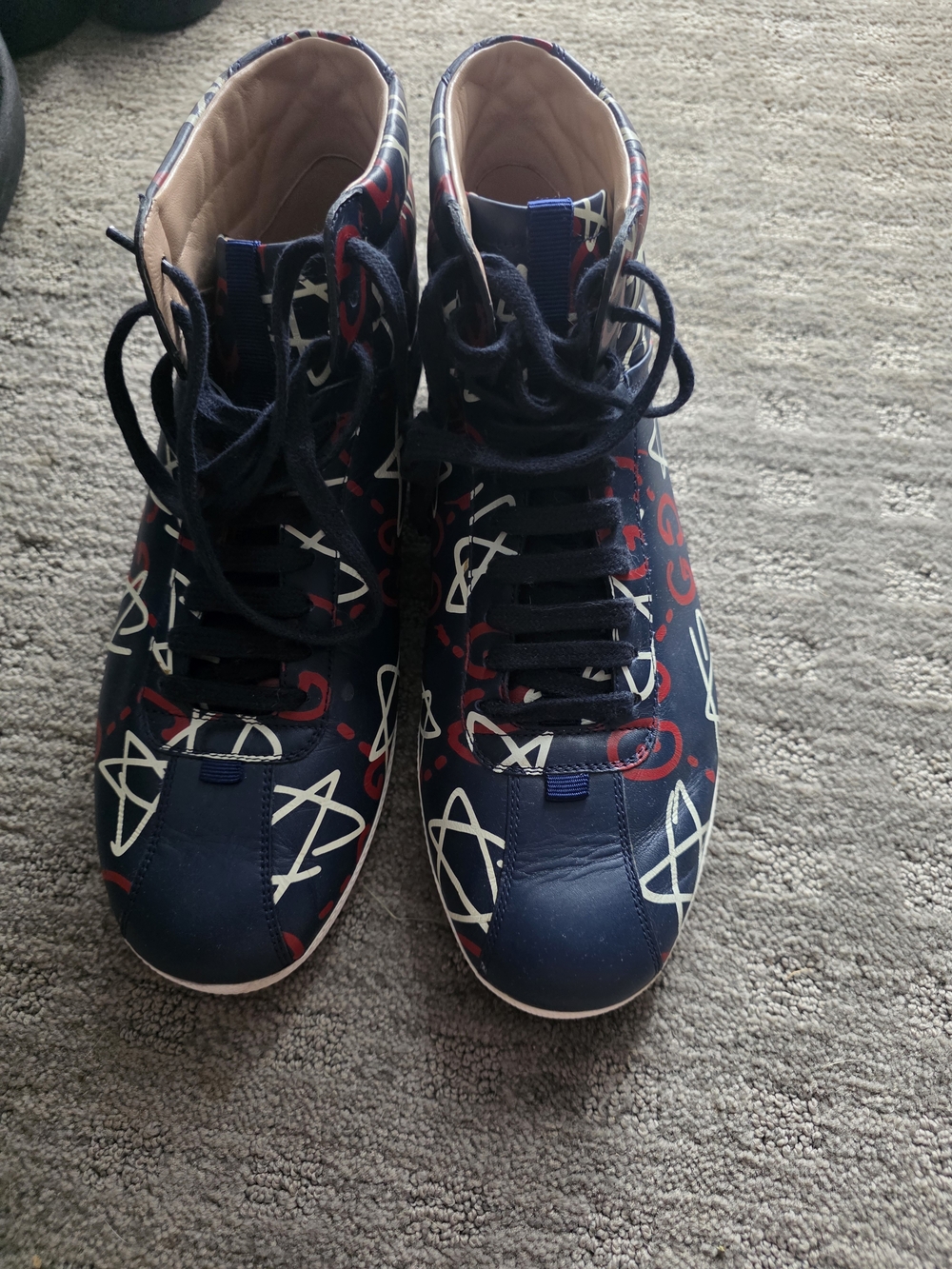 Gucci/Trouble Andrew Collab 'Ghost' Men's Navy High-Top Sneakers